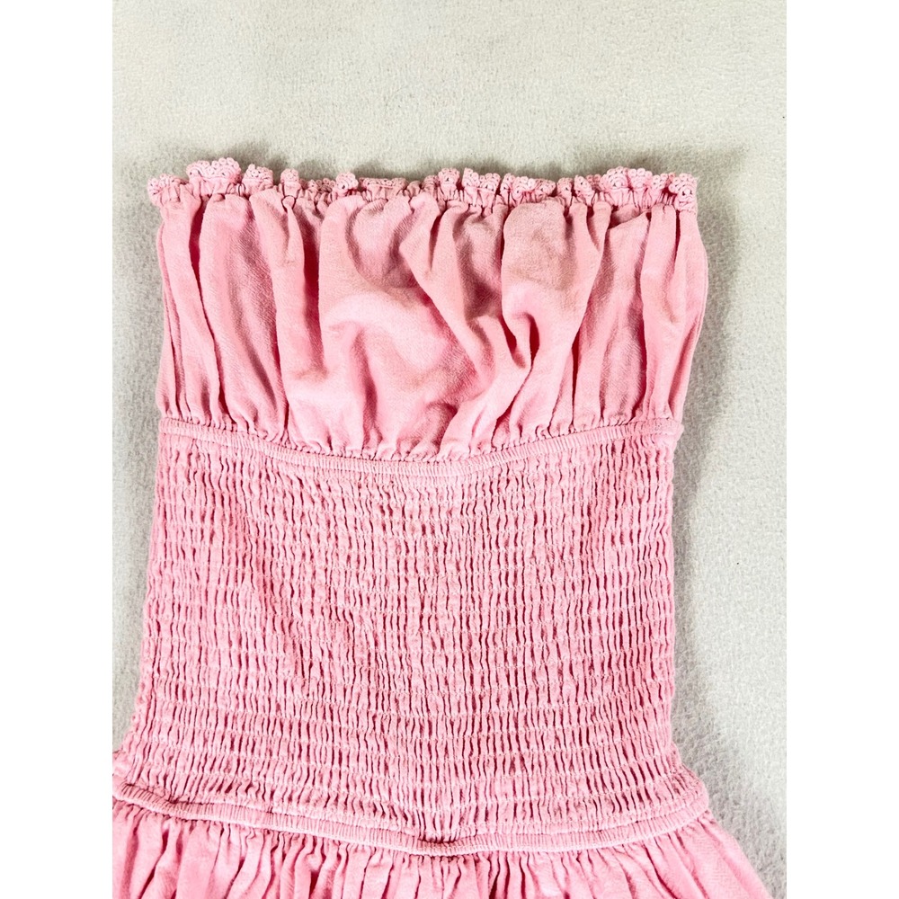Ocean Drive Strapless Mini Dress Women S Pink Coquette Boho Smocked B13017 - Picture 4 of 9